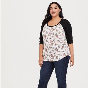 Scull & Black Floral Scoop Neck Tee